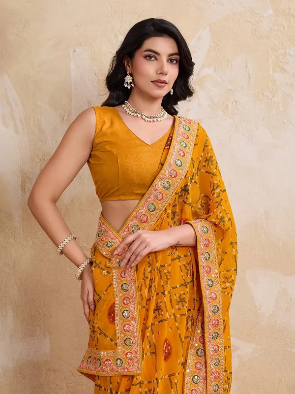 Royal_Mustard_Marigold_Bandhej_Wedding_Georgette_Saree