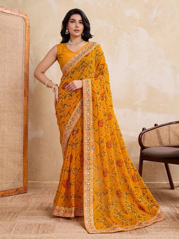 Royal_Mustard_Marigold_Bandhej_Wedding_Georgette_Saree