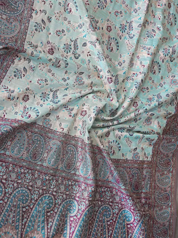 Sea_Green_&_Wine_Wedding_Wear_Pashmina_Silk_Saree_with_Kashmiri_Thread_Woven_Pallu