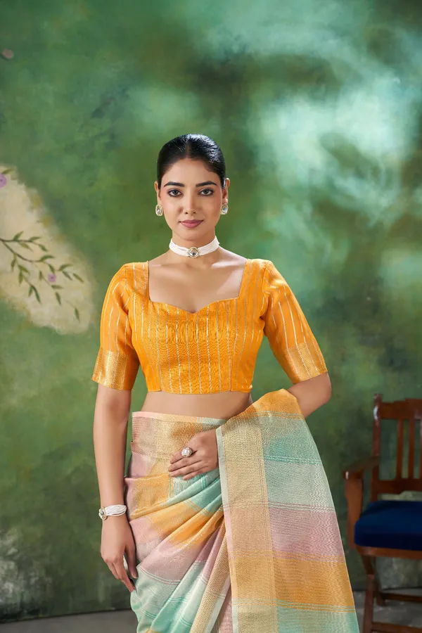 Soft_Linen_Cotton_Silk_Saree_with_Gold_Zari_Weaving_–_Pastel_Multicolor_Wedding_&_Festive_Wear