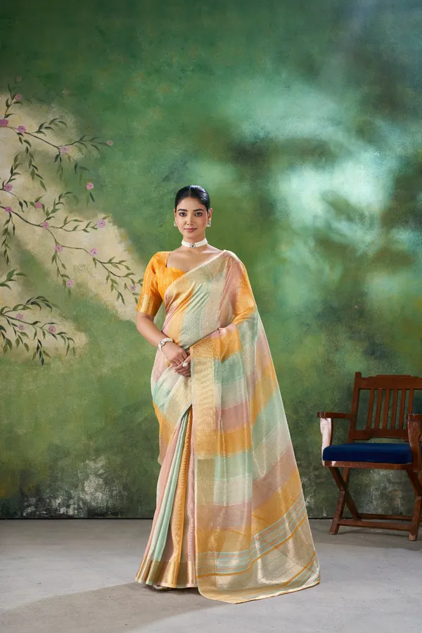 Soft_Linen_Cotton_Silk_Saree_with_Gold_Zari_Weaving_–_Pastel_Multicolor_Wedding_&_Festive_Wear
