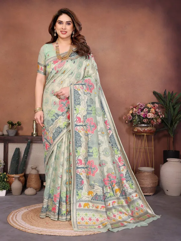 Soft_Pistachio_Green_&_Warm_Beige_Wedding_Wear_Pashmina_Silk_Saree