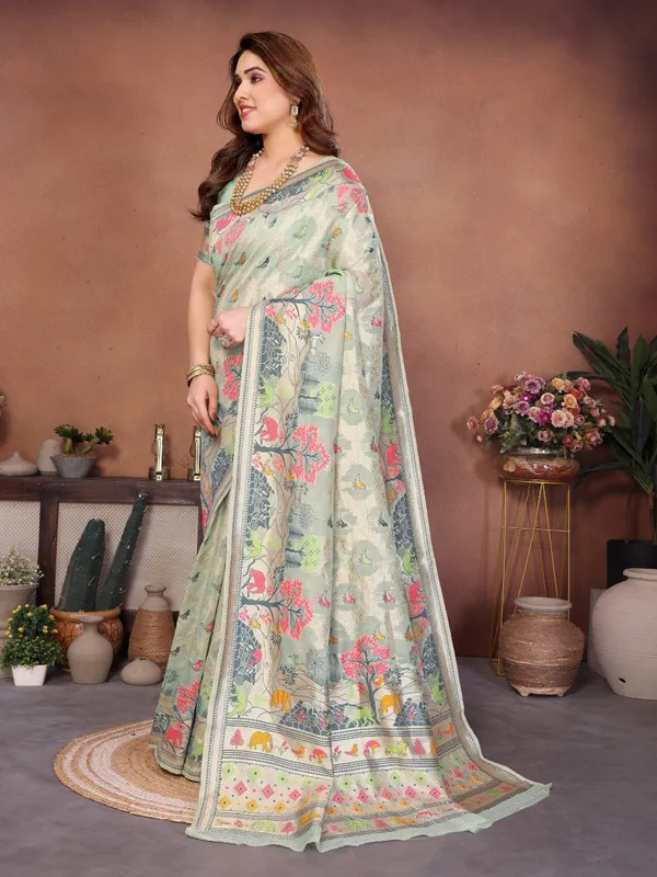 Soft_Pistachio_Green_&_Warm_Beige_Wedding_Wear_Pashmina_Silk_Saree