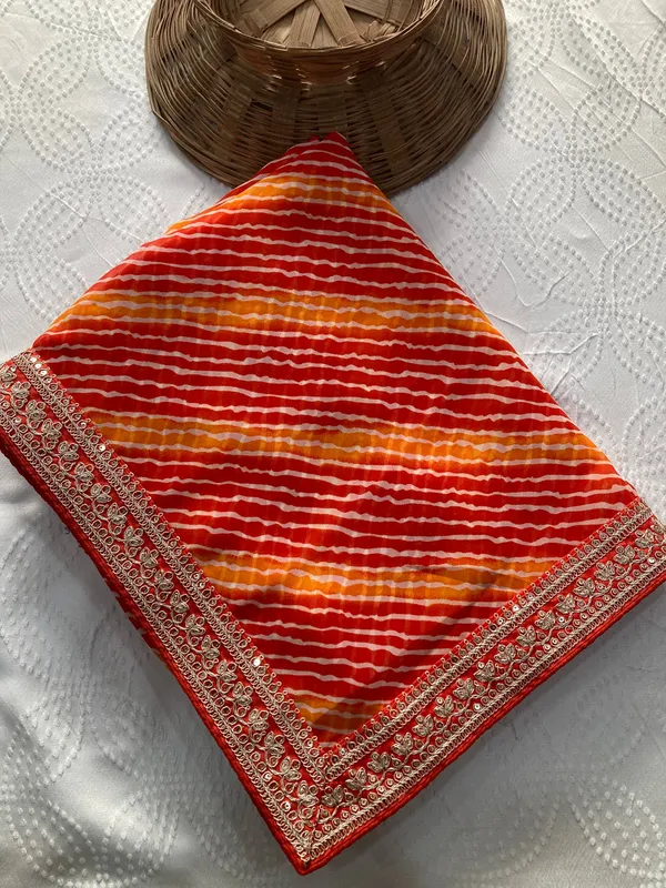 Sunset_Rani_Orange_Laheriya_Bandhej_Georgette_Saree