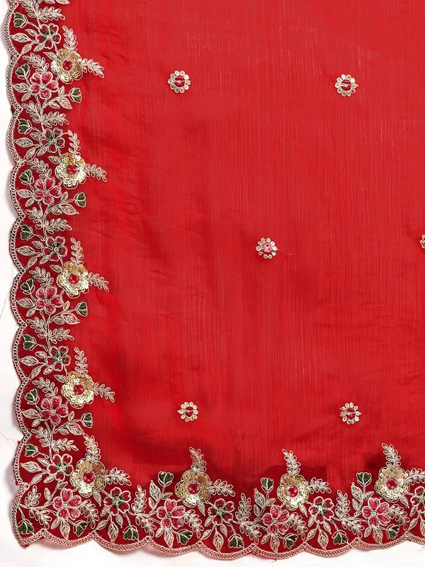 Red_Party_Wear_Soft_Space_Silk_Saree_For_Women