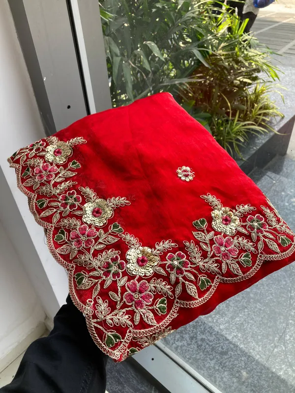 Red_Party_Wear_Soft_Space_Silk_Saree_For_Women