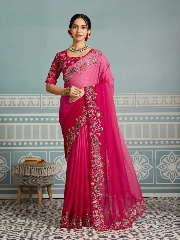 Pink_Party_Wear_Soft_Star_Georgette_Saree_For_Women