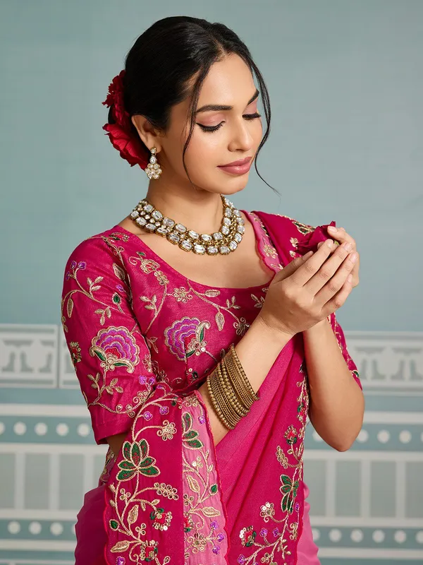 Pink_Party_Wear_Soft_Star_Georgette_Saree_For_Women