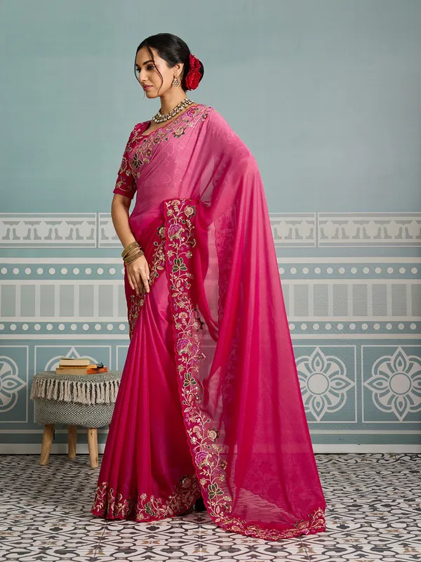 Pink_Party_Wear_Soft_Star_Georgette_Saree_For_Women