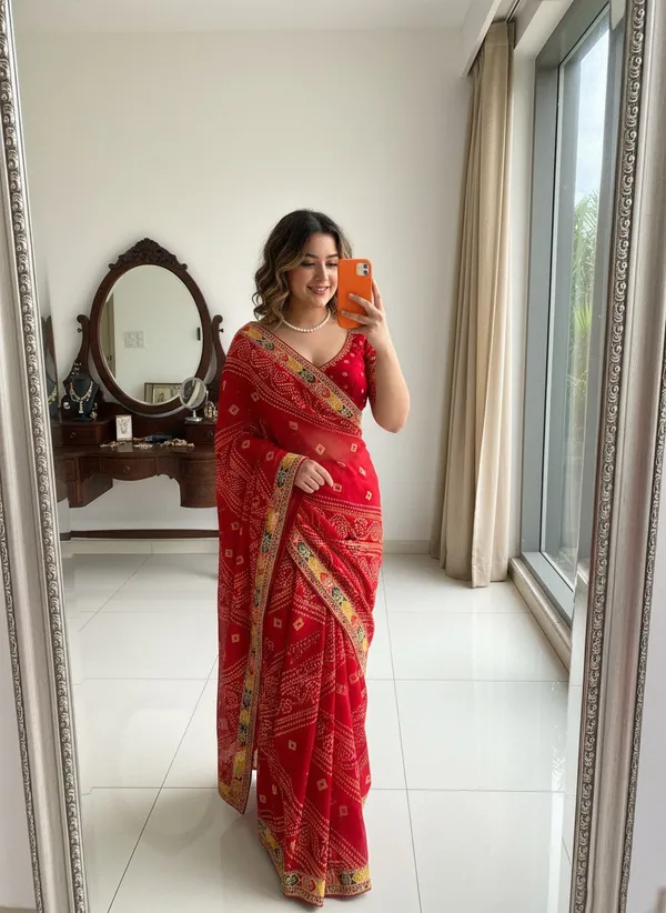 Red_Saiyara_Bandhej_Sarees_For_Women