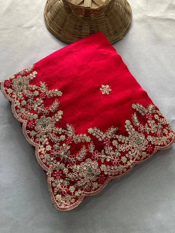 Red_Party_Wear_Soft_Space_Silk_Saree_For_Women