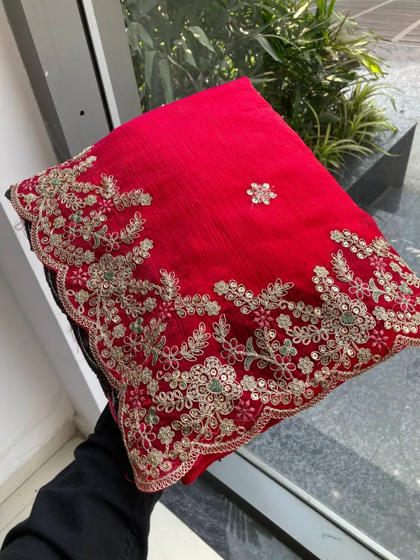 Red_Party_Wear_Soft_Space_Silk_Saree_For_Women