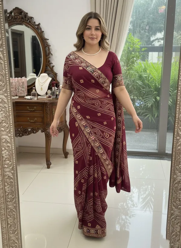 Maroon_Saiyara_Bandhej_Sarees_For_Women