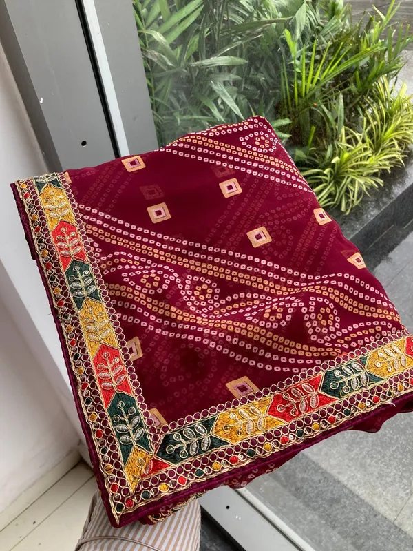 Maroon_Saiyara_Bandhej_Sarees_For_Women