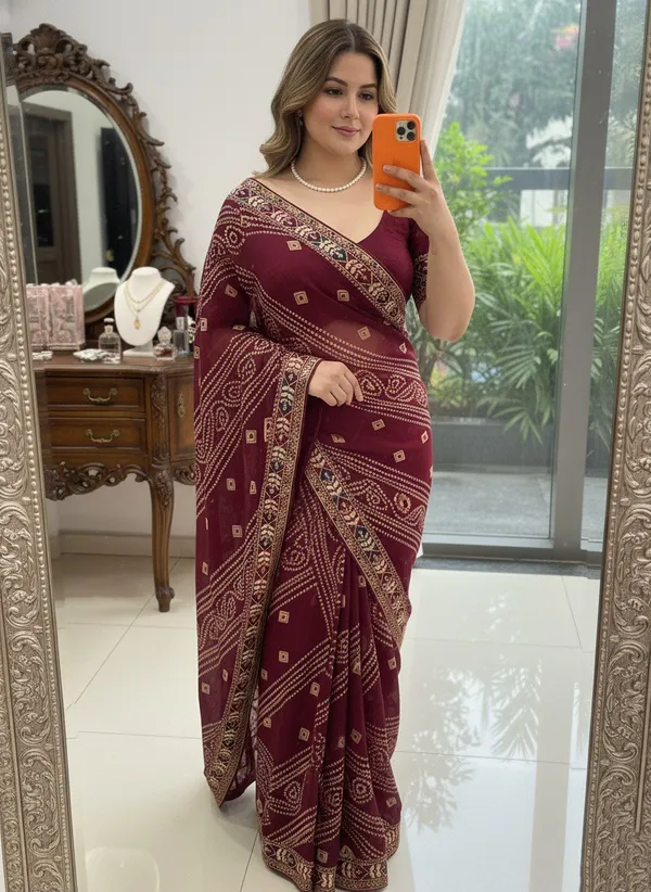 Maroon_Saiyara_Bandhej_Sarees_For_Women