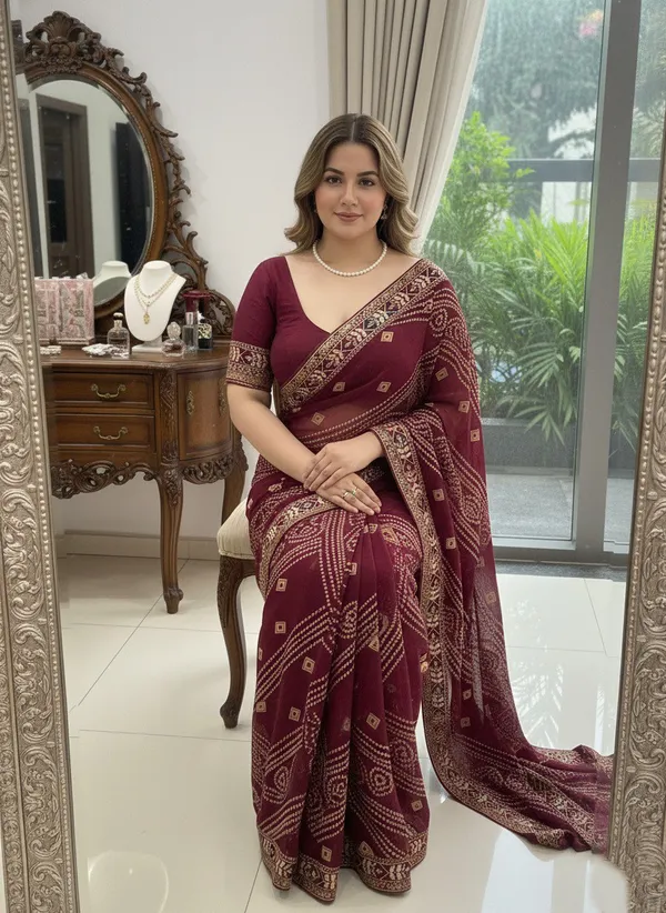 Maroon_Saiyara_Bandhej_Sarees_For_Women