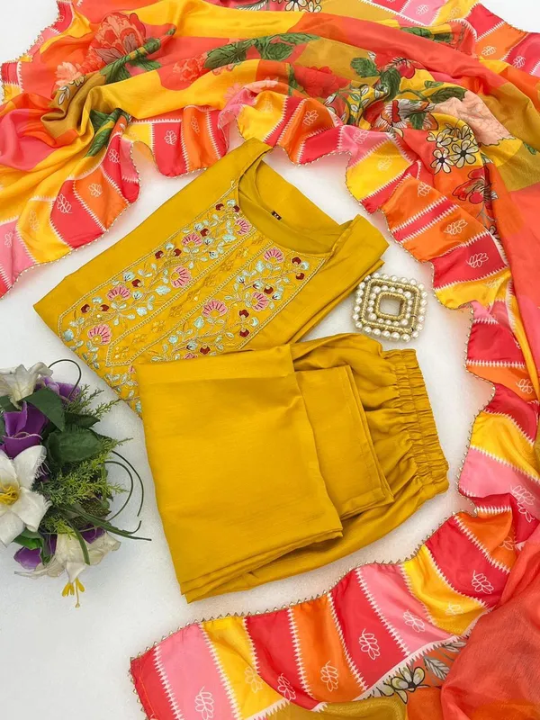 Mustard_Yellow_Embroidered_Kurta_Set_with_Floral_Printed_Dupatta_�_Designer_Ethnic_Kurti_Set_for_Women
