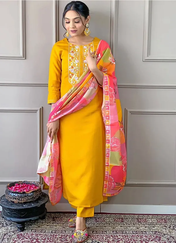 Mustard_Yellow_Embroidered_Kurta_Set_with_Floral_Printed_Dupatta_�_Designer_Ethnic_Kurti_Set_for_Women