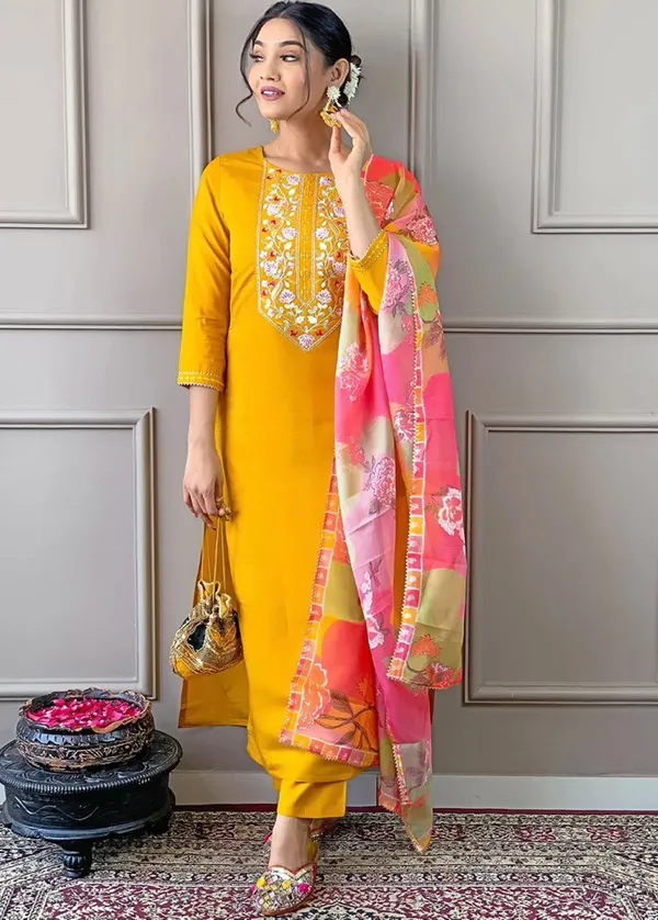 Mustard_Yellow_Embroidered_Kurta_Set_with_Floral_Printed_Dupatta_�_Designer_Ethnic_Kurti_Set_for_Women