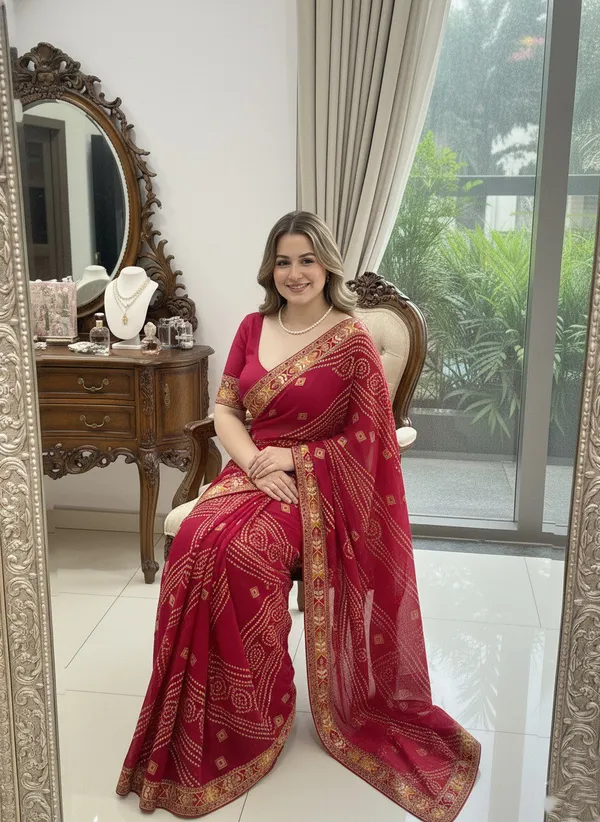 Red_Saiyara_Bandhej_Sarees_For_Women