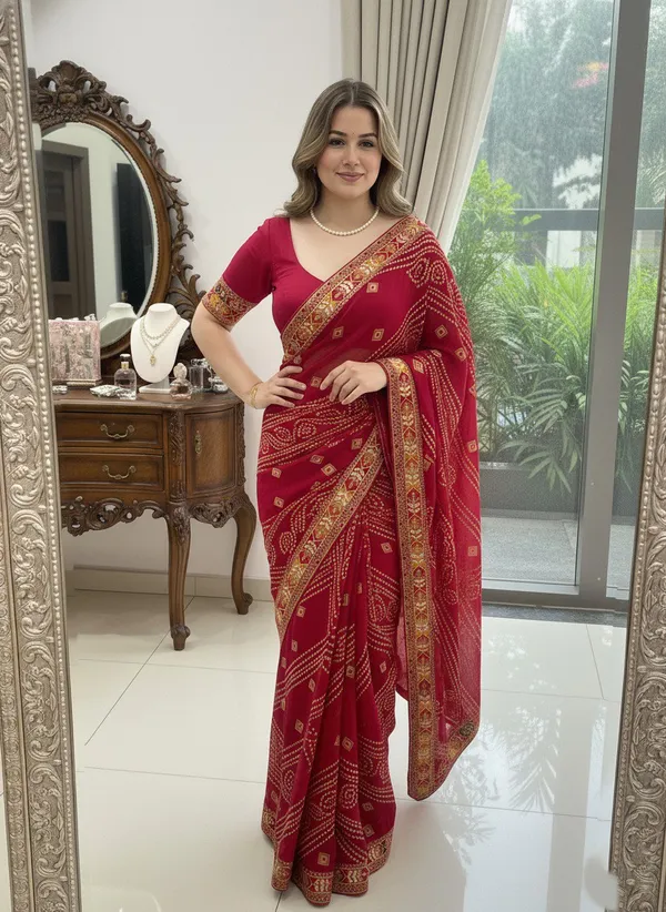 Red_Saiyara_Bandhej_Sarees_For_Women
