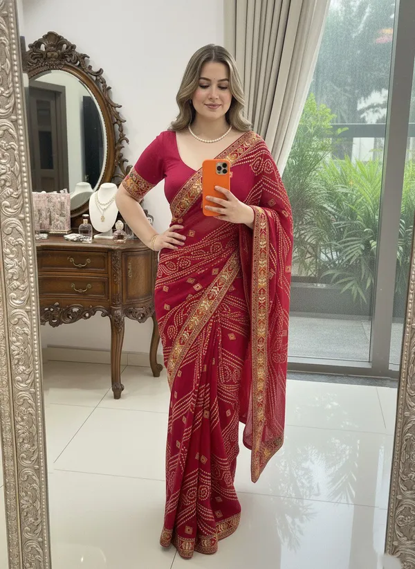 Red_Saiyara_Bandhej_Sarees_For_Women