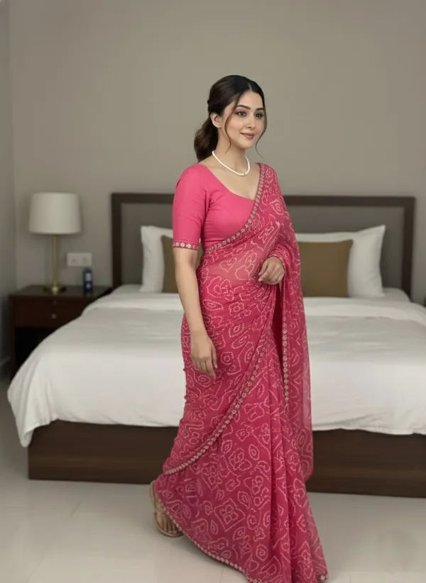 Royal_Rani_Pink_Bandhej_Georgette_Saree_with_Lace_Border