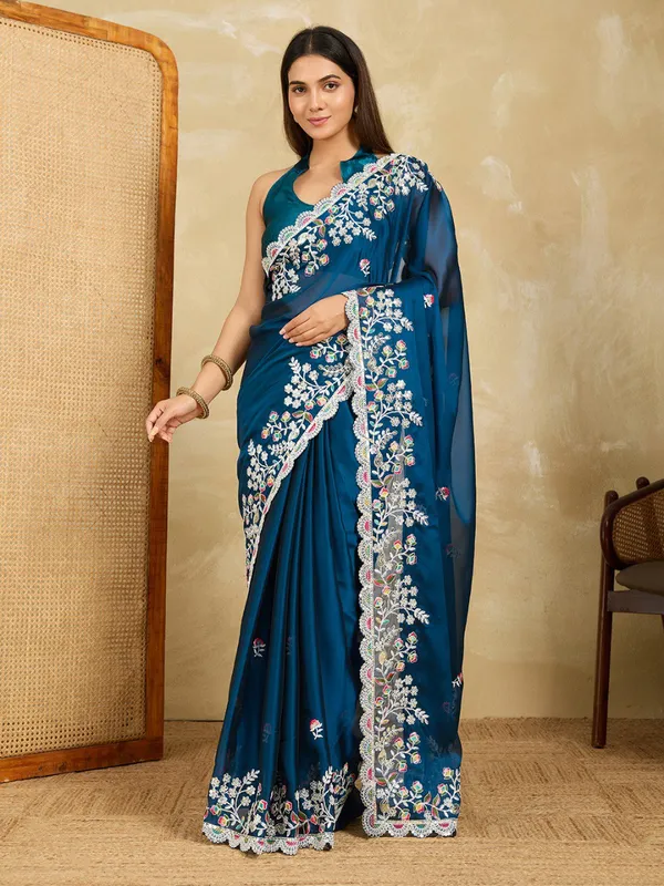Navy_Blue_Party_Wear_Soft_Rangoli_Silk_Saree_For_Women