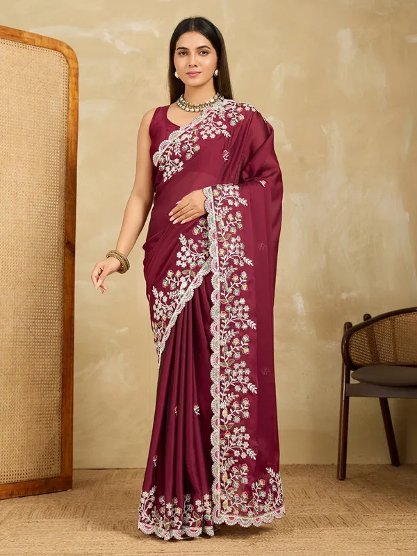 Maroon_Party_Wear_Soft_Rangoli_Silk_Saree_For_Women