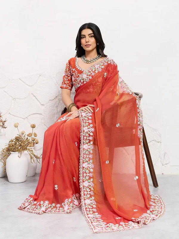 Orange_Wedding_Special_Party_Wear_Soft_Nxc_Moss_Chiffon_Saree_For_Women