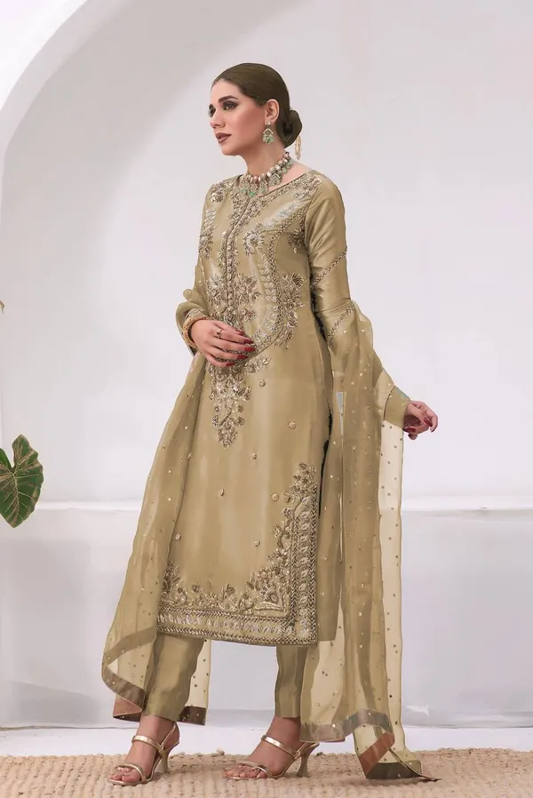Golden_Beige_Embroidered_Silk_Kurta_Set_with_Organza_Dupatta