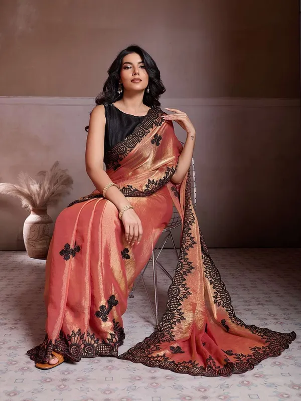 Orange_Wedding_Wear_Fendy_Chiffon_Saree_For_Women