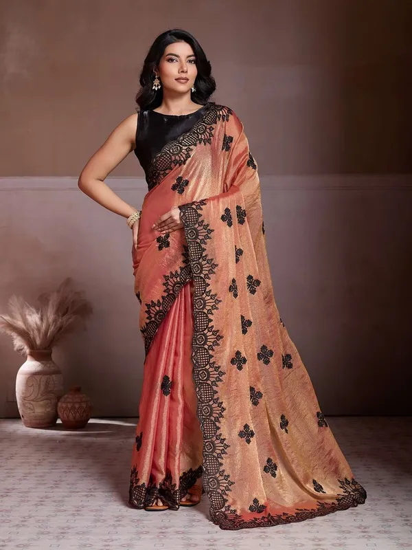 Orange_Wedding_Wear_Fendy_Chiffon_Saree_For_Women