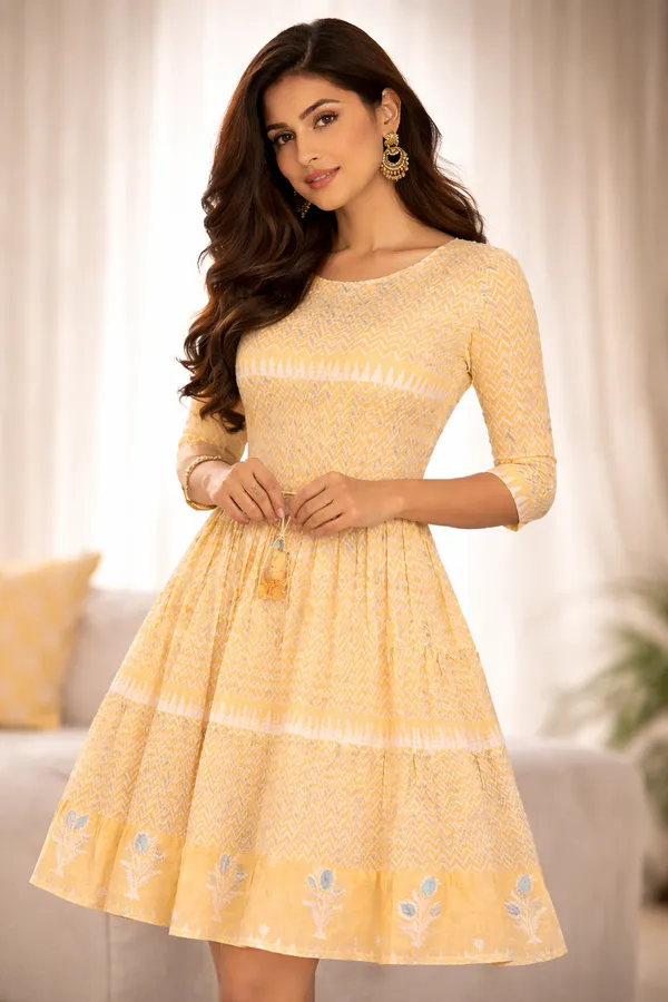 Yellow_Cotton_Premium_Dress_For_Women