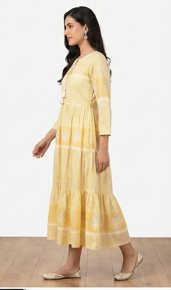 Yellow_Cotton_Premium_Dress_For_Women