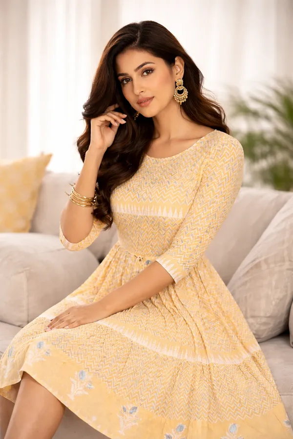Yellow_Cotton_Premium_Dress_For_Women