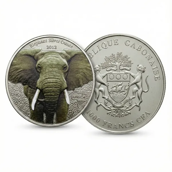 100_Francs_2012_Elephant_Gabon_Africa_Rare_Plated_Fantasy_Coin