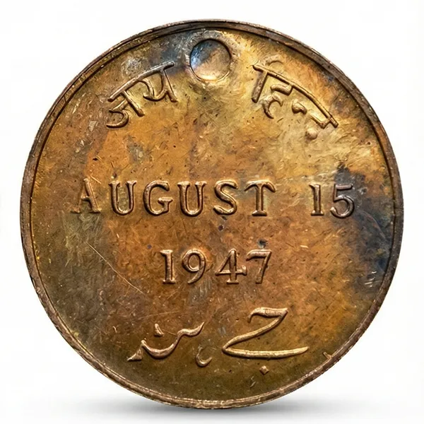 15_August_1947_India_Independence_Jai_Hind_Token_Copper_Old_Coin