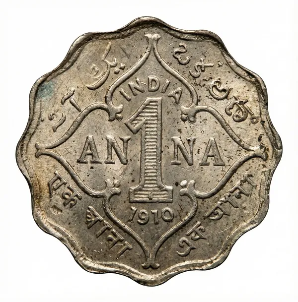 1_Anna_1910_King_Edward_7Th_British_India_Old_Fancy_Coin