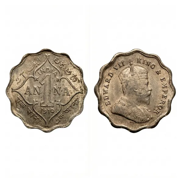 1_Anna_1910_King_Edward_7Th_British_India_Old_Fancy_Coin