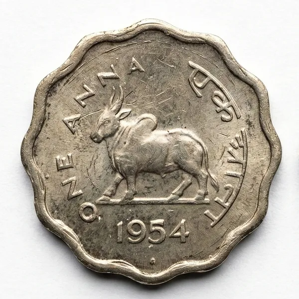 1_Anna_1954_Bull_India_Old_Collecting_Coin