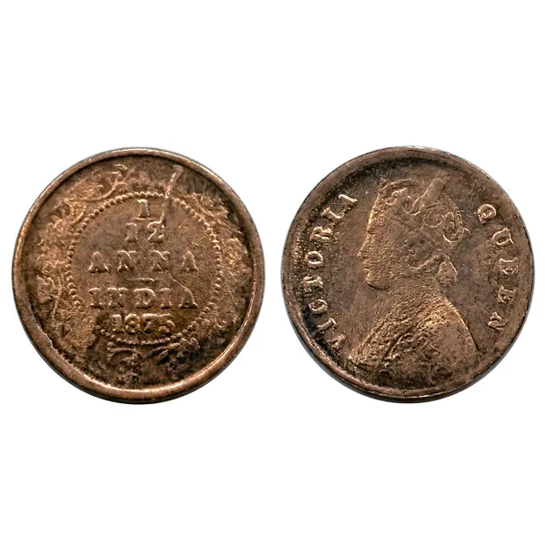1/12_Anna_1875_Victoria_Queen_British_India_Old_Copper_Coin