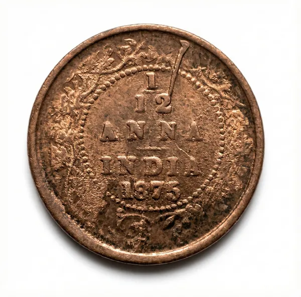 1/12_Anna_1875_Victoria_Queen_British_India_Old_Copper_Coin