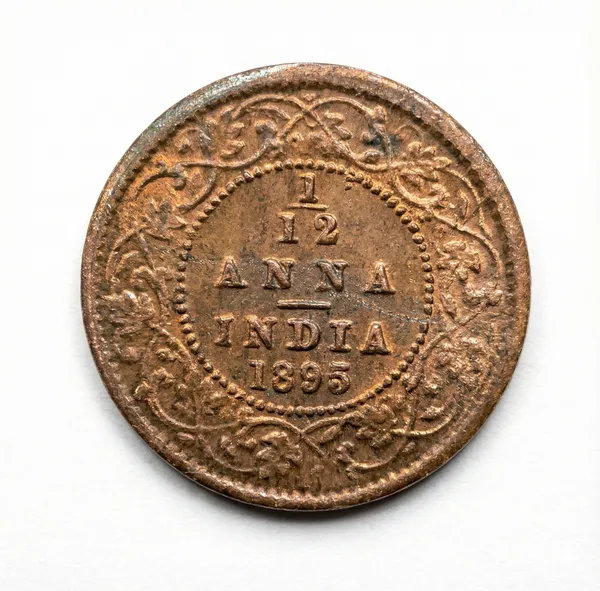 1/12_Anna_1895_Victoria_Queen_British_India_Old_Copper_Coin