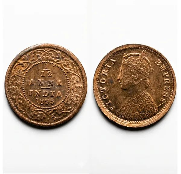 1/12_Anna_1895_Victoria_Queen_British_India_Old_Copper_Coin