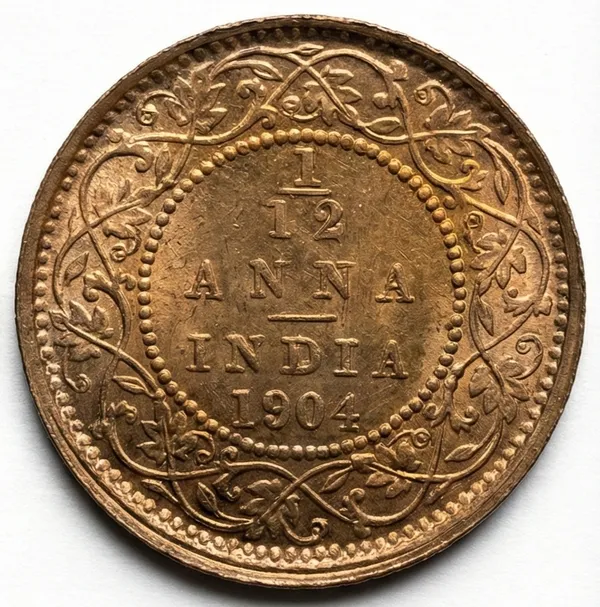 1/12_Anna_1904_King_Edward_7Th_British_India_Old_Copper_Coin