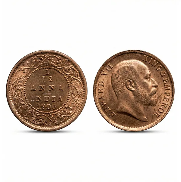 1/12_Anna_1906_King_Edward_7Th_British_India_Old_Copper_Coin