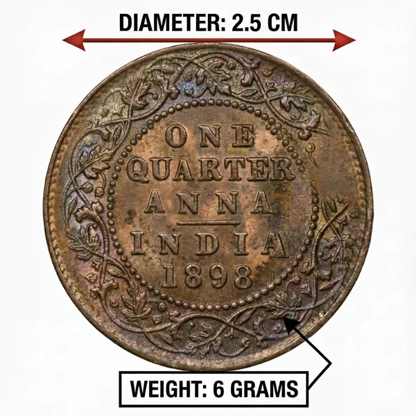 Rare_1_Quarter_Anna_1898_Victoria_Queen_British_India_Old_Copper_Collecting_Coin