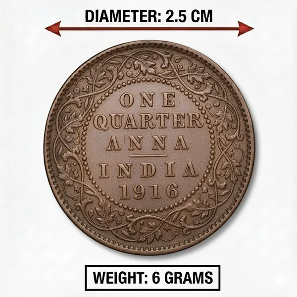 Rare_1_Quarter_Anna_1916_King_George_V_British_India_Old_Copper_Collecting_Coin