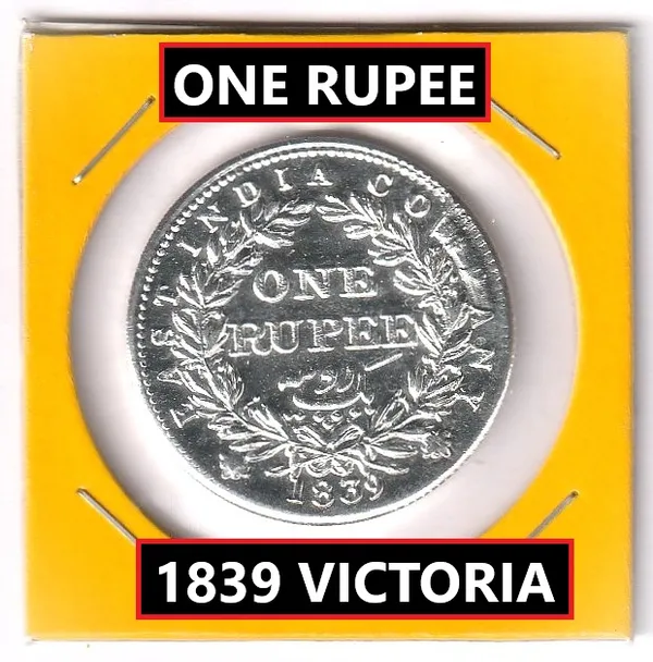 Silver-_Plated_1_Rupee_1839_Victoria_Queen_British_India_Old_Coin